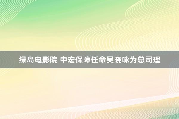 绿岛电影院 中宏保障任命吴晓咏为总司理