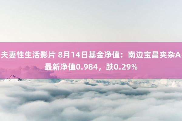 夫妻性生活影片 8月14日基金净值：南边宝昌夹杂A最新净值0.984，跌0.29%