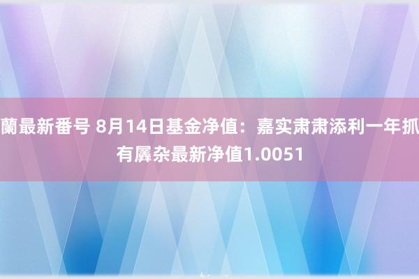 蘭最新番号 8月14日基金净值：嘉实肃肃添利一年抓有羼杂最新净值1.0051