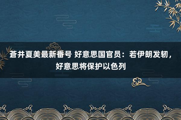 蒼井夏美最新番号 好意思国官员：若伊朗发轫，好意思将保护以色列